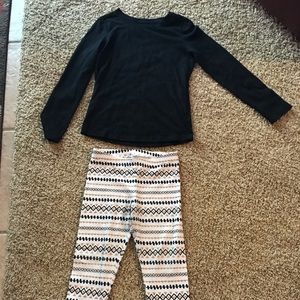 Two piece leggings with black long sleeve